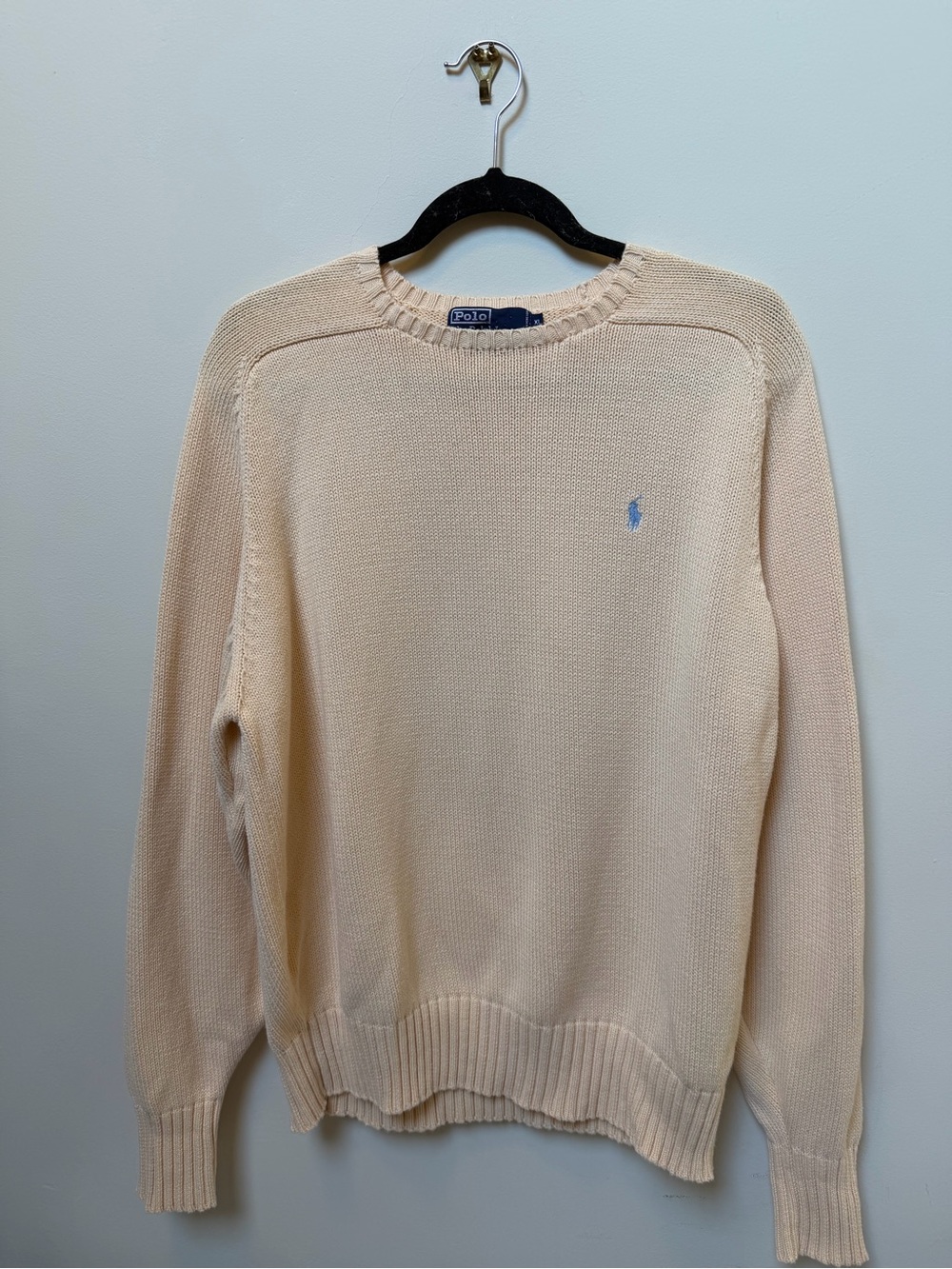 Polo by Ralph Lauren Beige Crewneck Sweater with Blue Pony